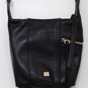 Kooba Black Textured Leather Crossbody Bucket Bag